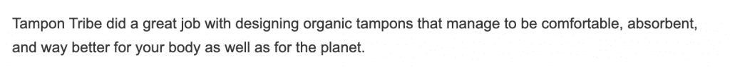 Tampon Tribe Testimonial