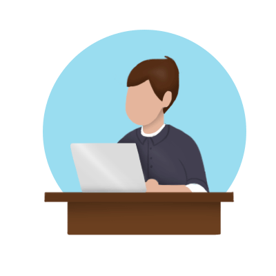 an illustration of a person typing on a laptop